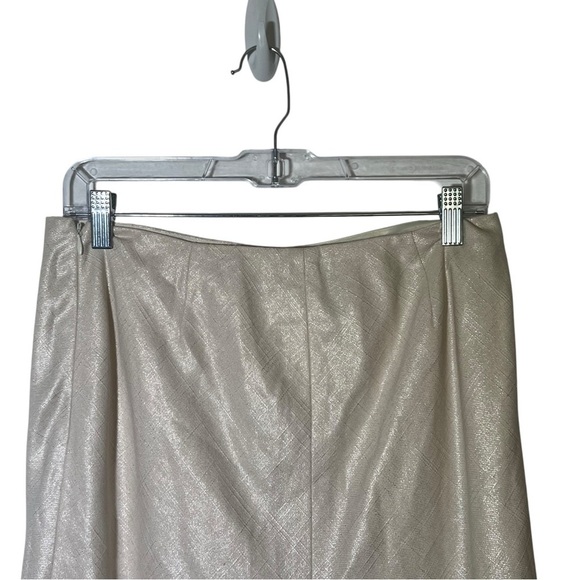 Anne Klein Suit Metallic Beige Textured Skirt Size 6 - Picture 3 of 12